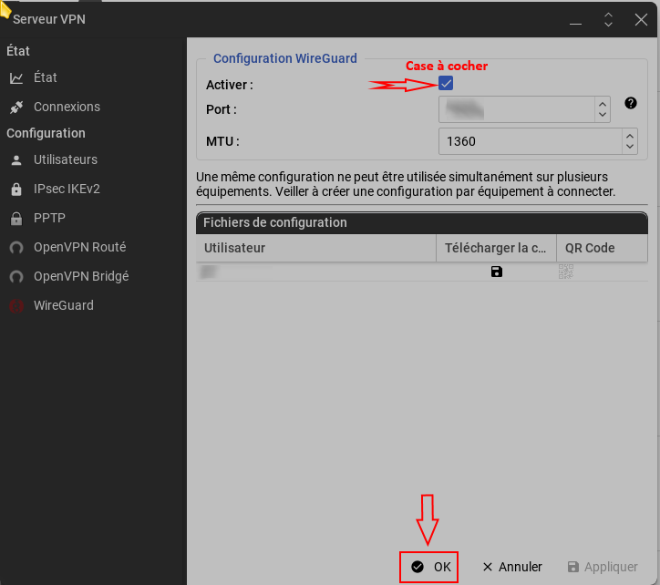 Activation du serveur Wireguard Activation du serveur Wireguard