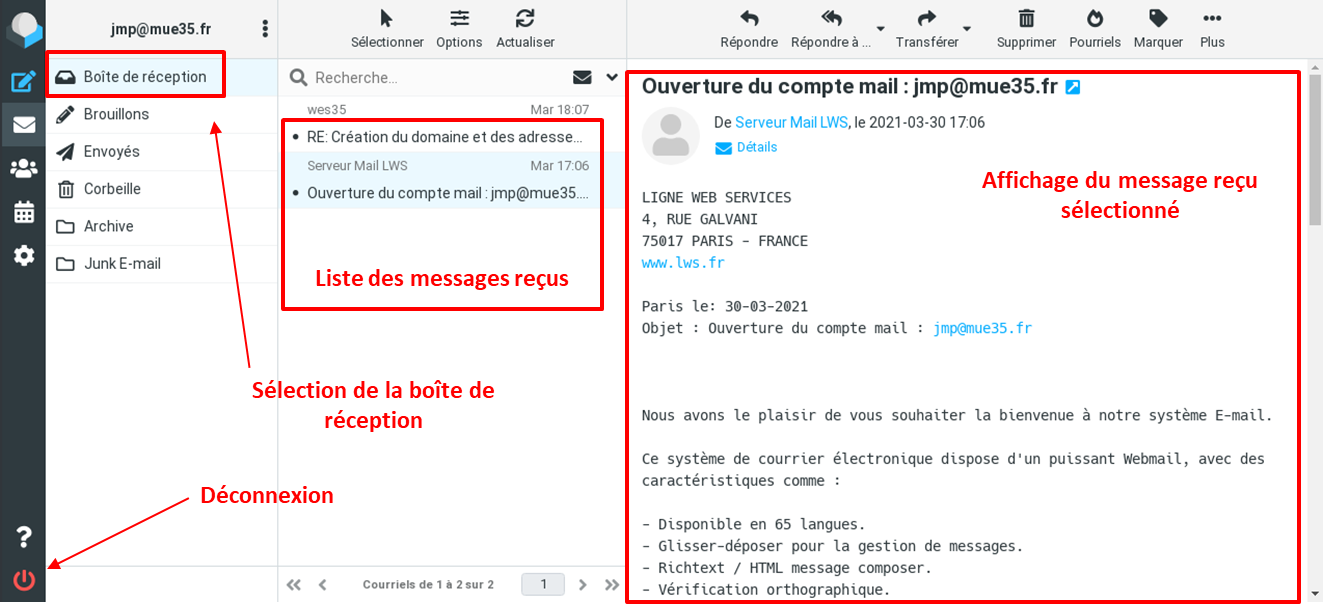 Lecture des messages. Lecture des messages.